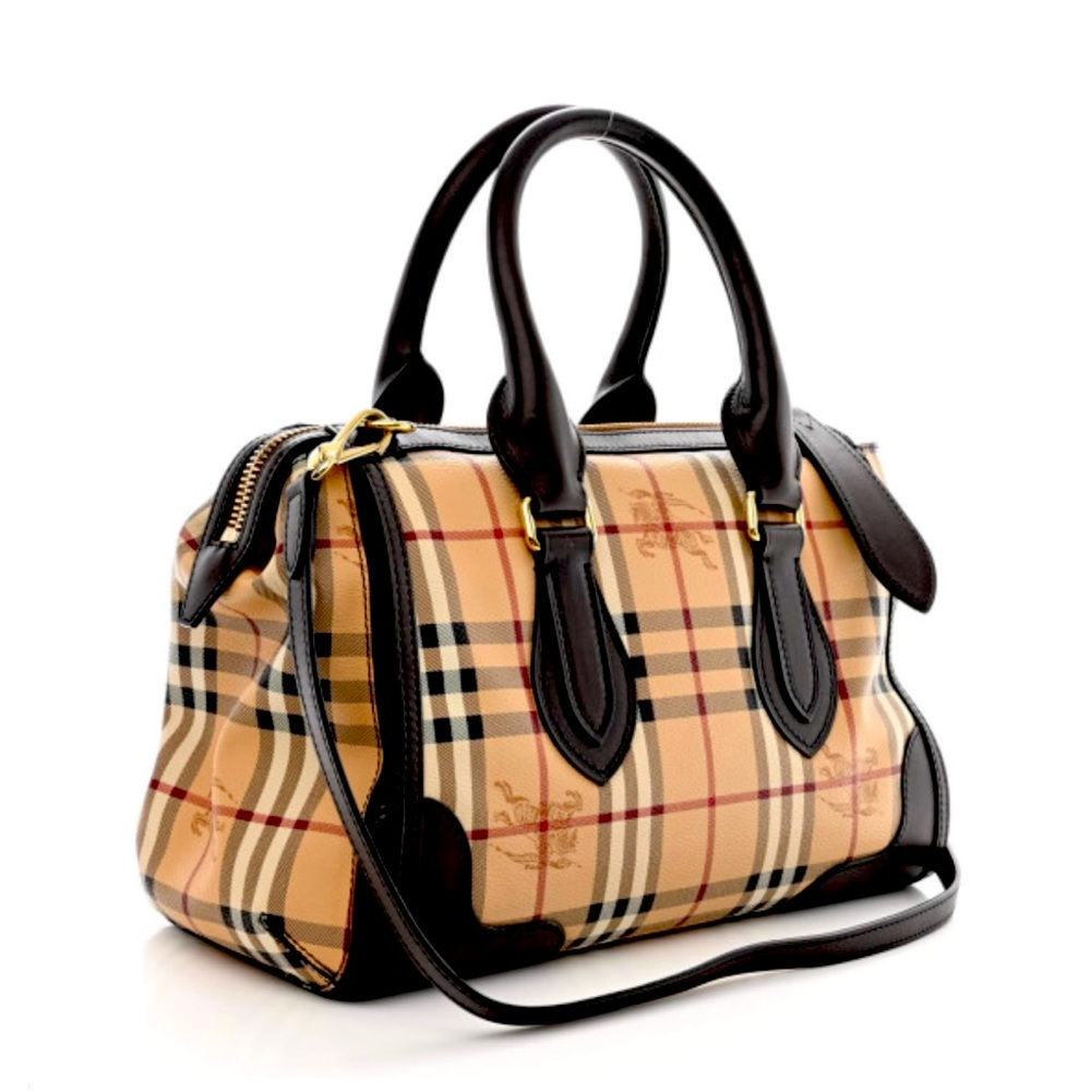 BURBERRY Haymarket Gladstone Satchel Tote Bag